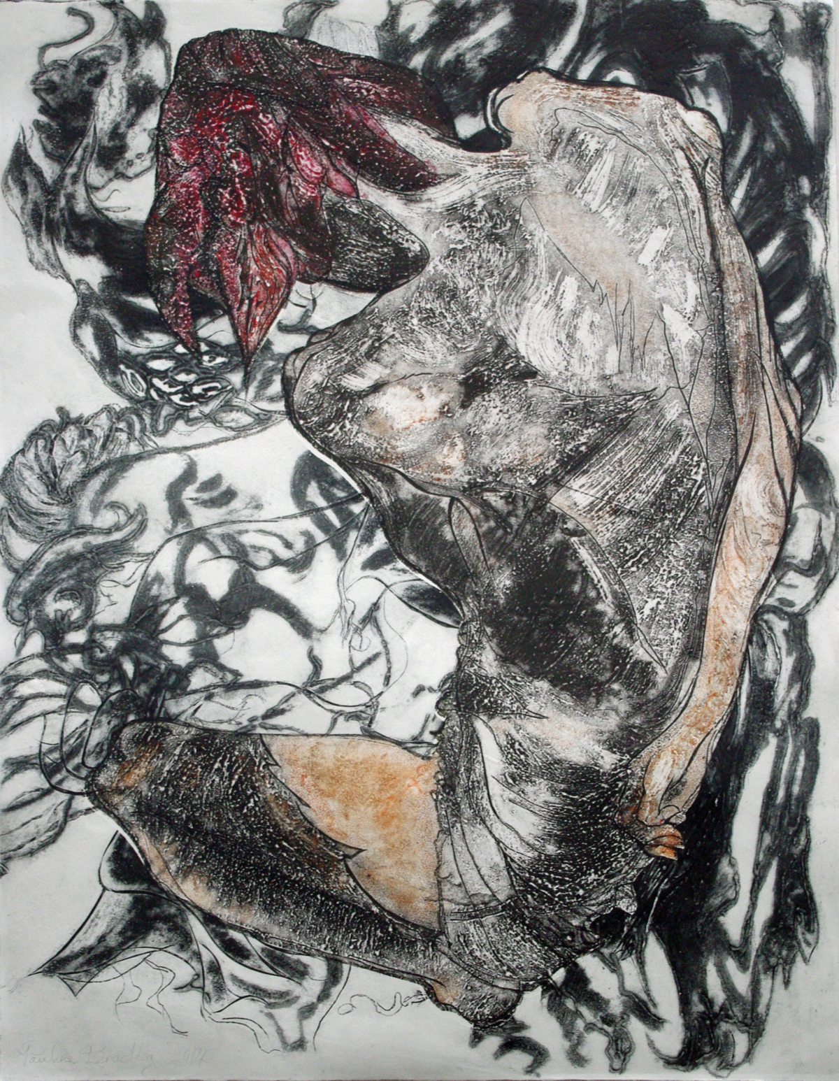 Dark Youth Var 1, collograph by Pauline Bradley