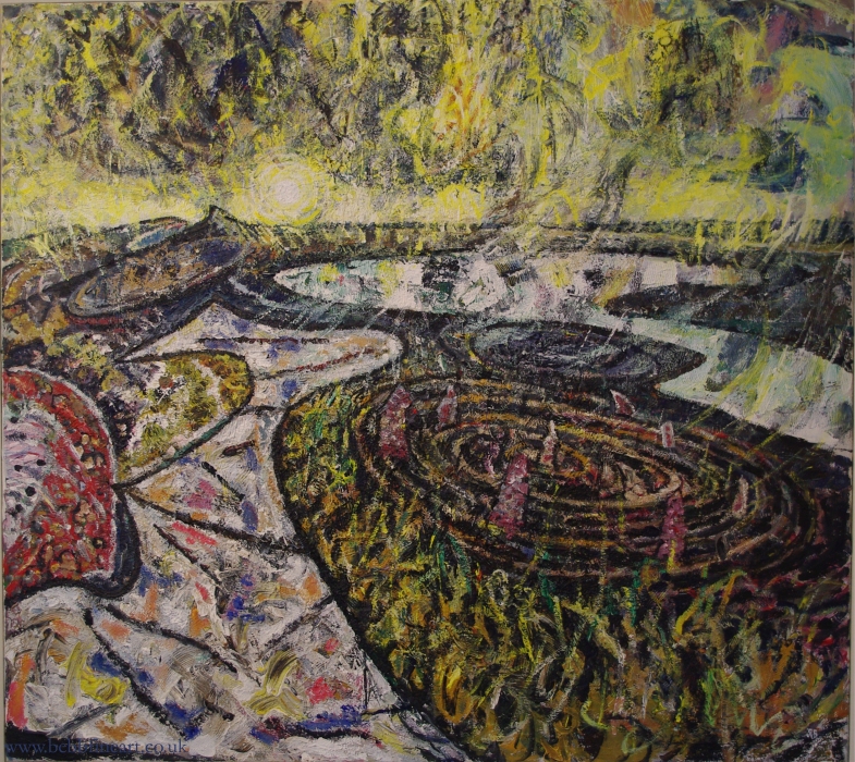 Headland of Loch and Dun, acrylic on canvas by John Roger Bradley