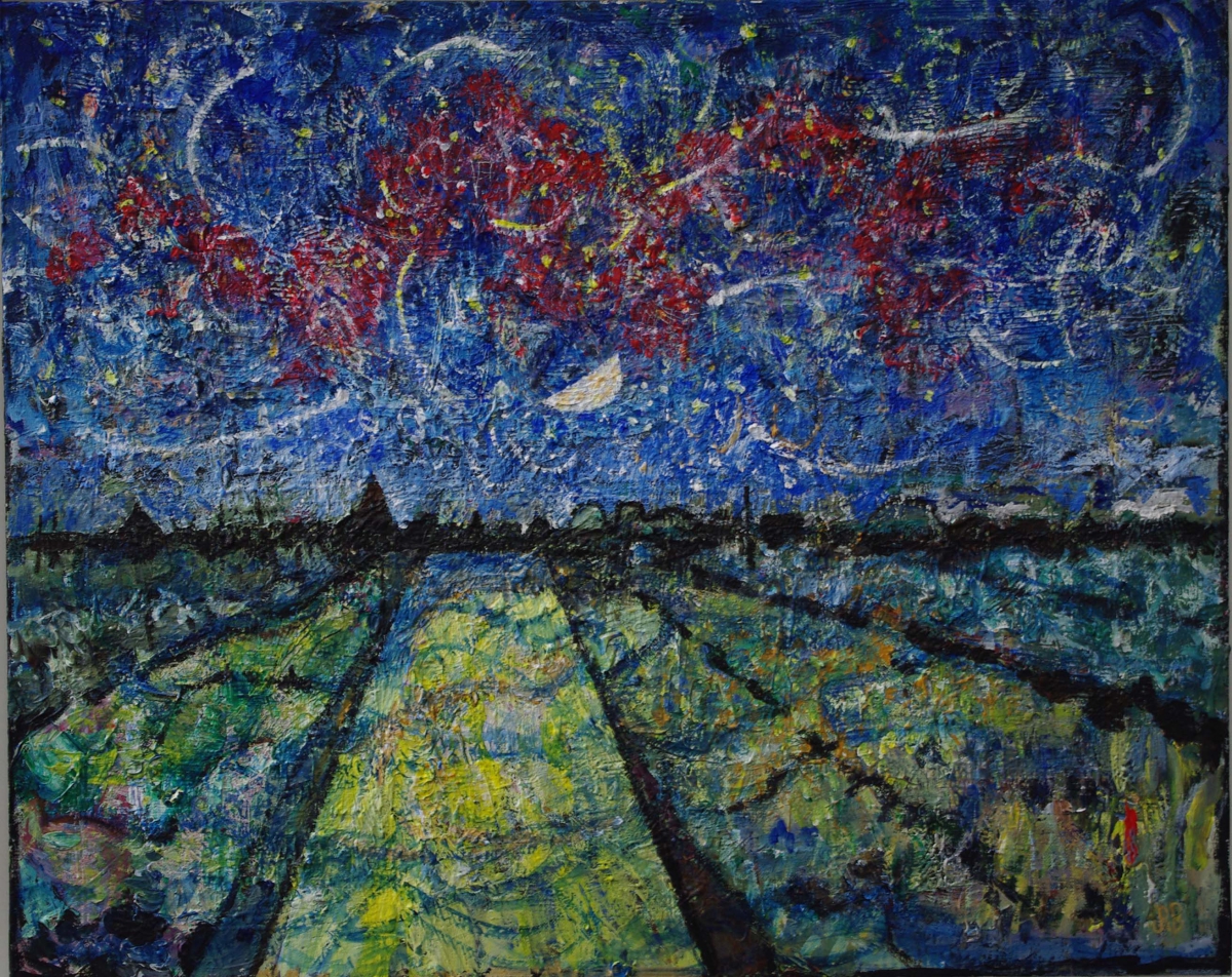 A Dancing Sky, acrylic on panel by John Roger Bradley