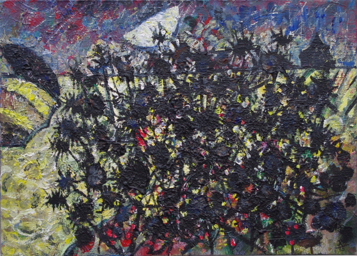 Moon and Thistles, acrylic on canvas by John Roger Bradley