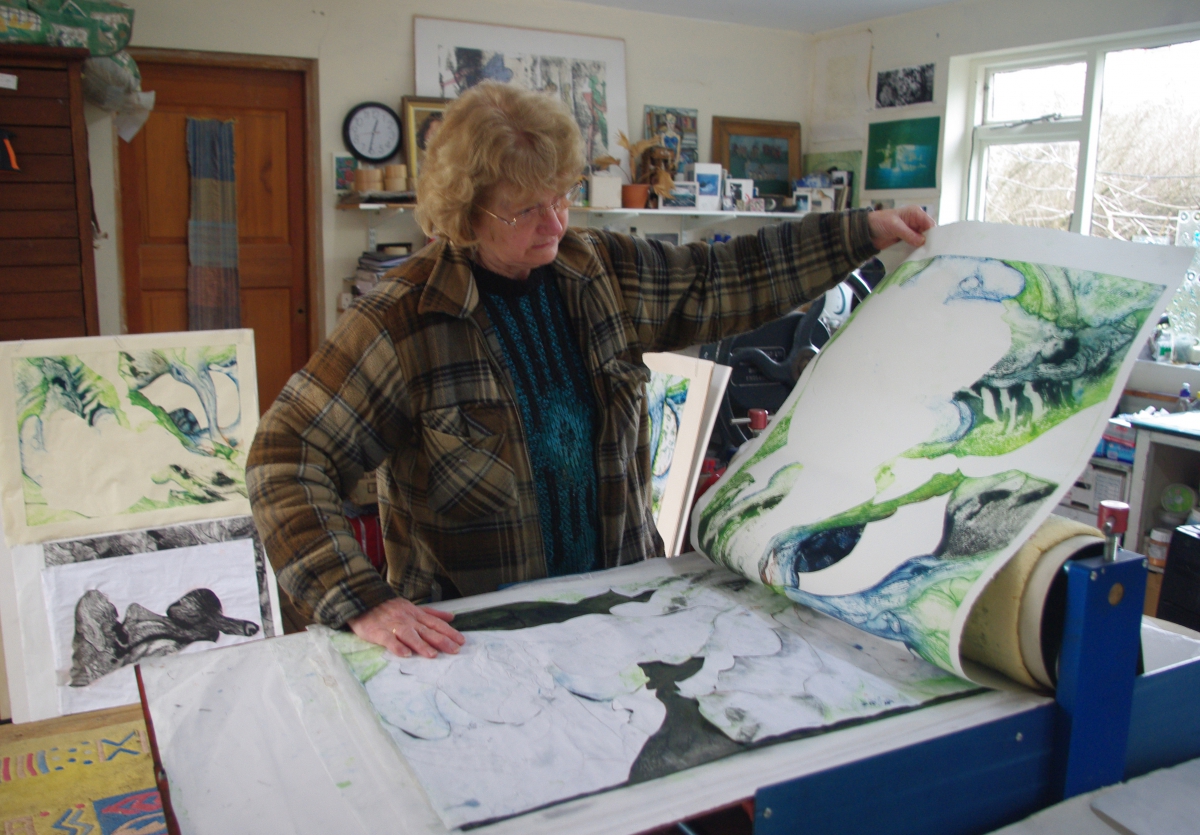 Pauline Bradley at work in the studio